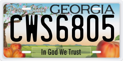 GA license plate CWS6805