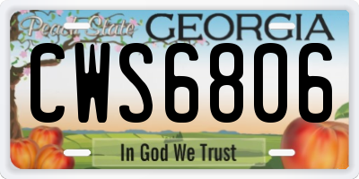 GA license plate CWS6806