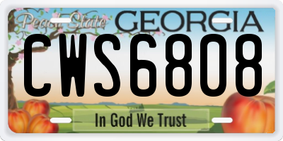GA license plate CWS6808