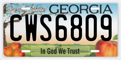GA license plate CWS6809