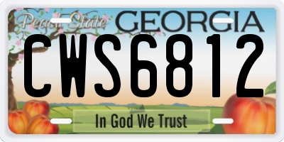 GA license plate CWS6812