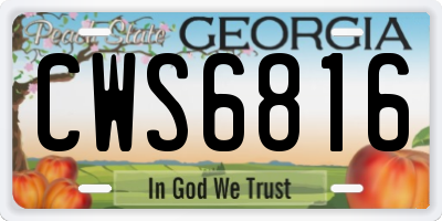 GA license plate CWS6816