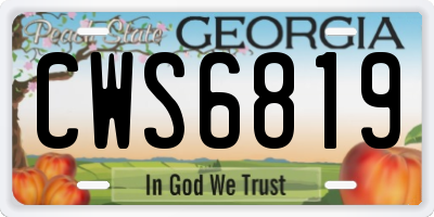 GA license plate CWS6819