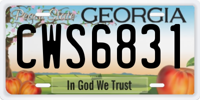 GA license plate CWS6831