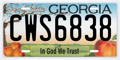 GA license plate CWS6838