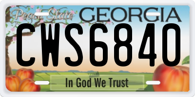 GA license plate CWS6840