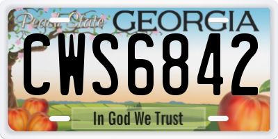 GA license plate CWS6842