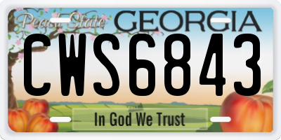 GA license plate CWS6843