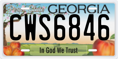 GA license plate CWS6846