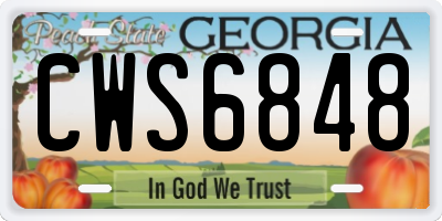 GA license plate CWS6848