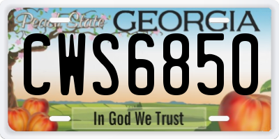GA license plate CWS6850