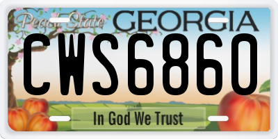 GA license plate CWS6860