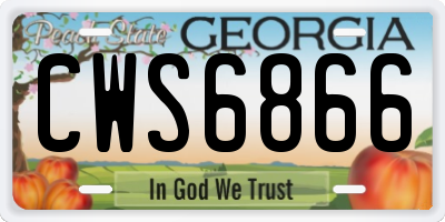 GA license plate CWS6866