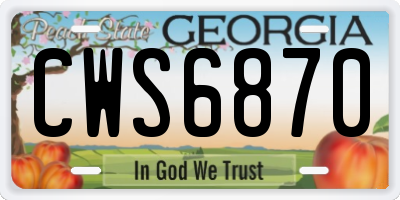 GA license plate CWS6870