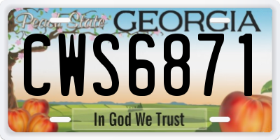 GA license plate CWS6871