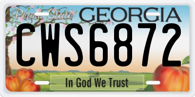 GA license plate CWS6872