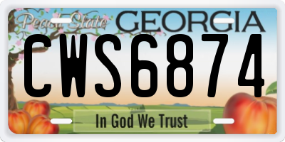 GA license plate CWS6874