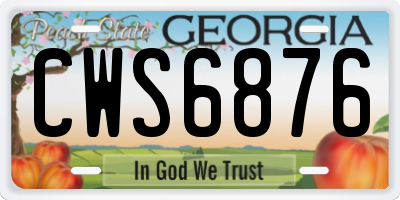 GA license plate CWS6876