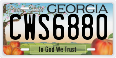 GA license plate CWS6880