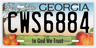 GA license plate CWS6884