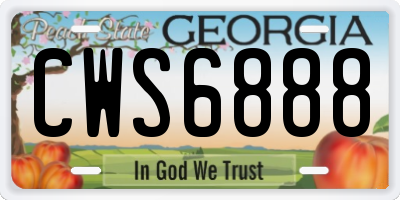 GA license plate CWS6888