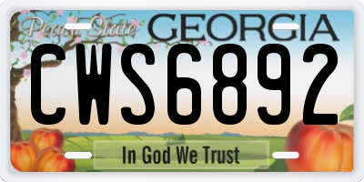 GA license plate CWS6892