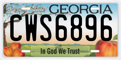 GA license plate CWS6896