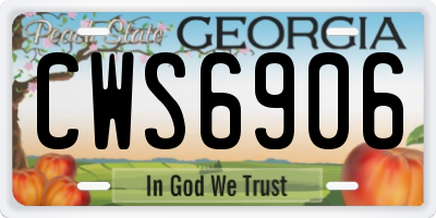 GA license plate CWS6906