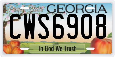 GA license plate CWS6908