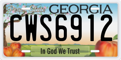 GA license plate CWS6912