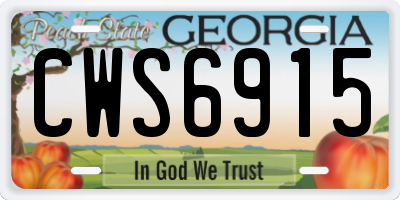 GA license plate CWS6915
