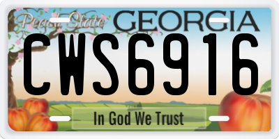 GA license plate CWS6916