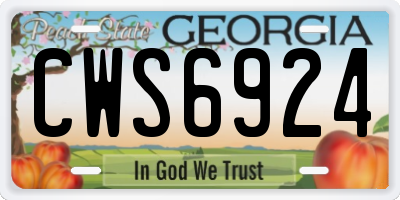 GA license plate CWS6924