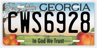 GA license plate CWS6928