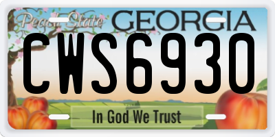 GA license plate CWS6930