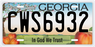 GA license plate CWS6932