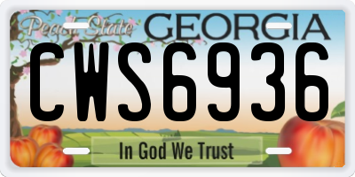 GA license plate CWS6936
