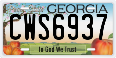 GA license plate CWS6937