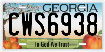 GA license plate CWS6938