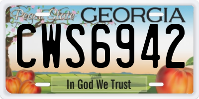 GA license plate CWS6942