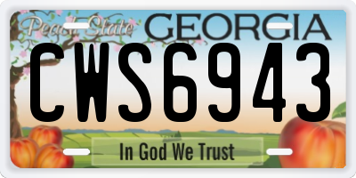 GA license plate CWS6943