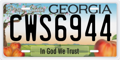 GA license plate CWS6944