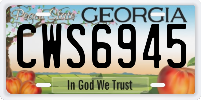 GA license plate CWS6945