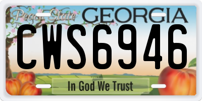 GA license plate CWS6946
