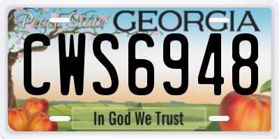 GA license plate CWS6948