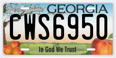 GA license plate CWS6950