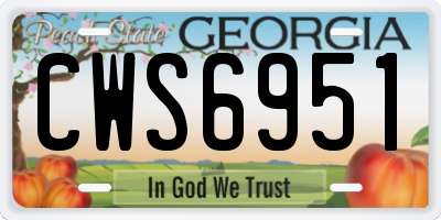 GA license plate CWS6951