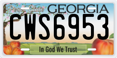 GA license plate CWS6953