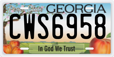 GA license plate CWS6958