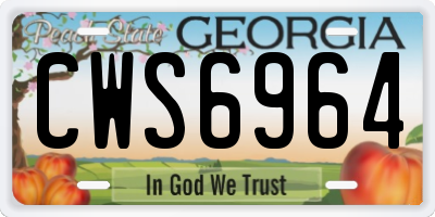 GA license plate CWS6964